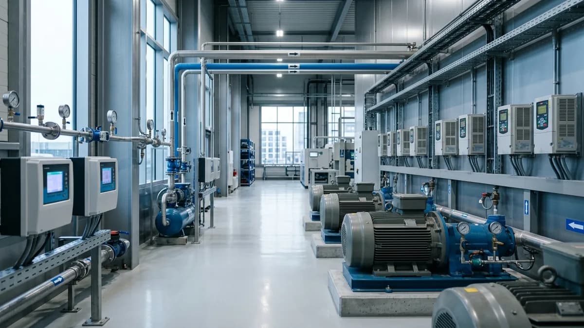 Sala de compresores y motores eléctricos de una planta industrial en Ecuador