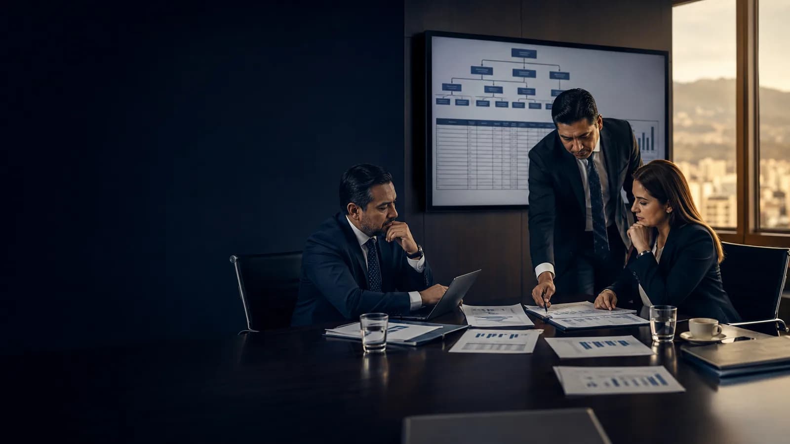 Dirección de una empresa ecuatoriana revisando cifras de su estructura de personal