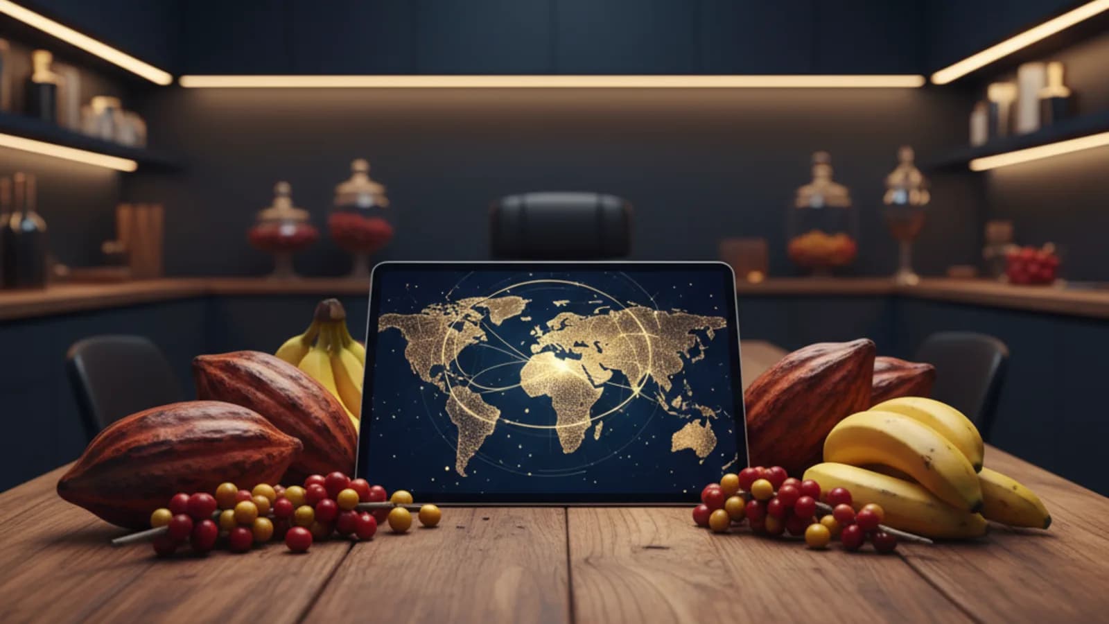 Exportador ecuatoriano revisando requisitos de la EUDR con mapa de fincas georreferenciadas