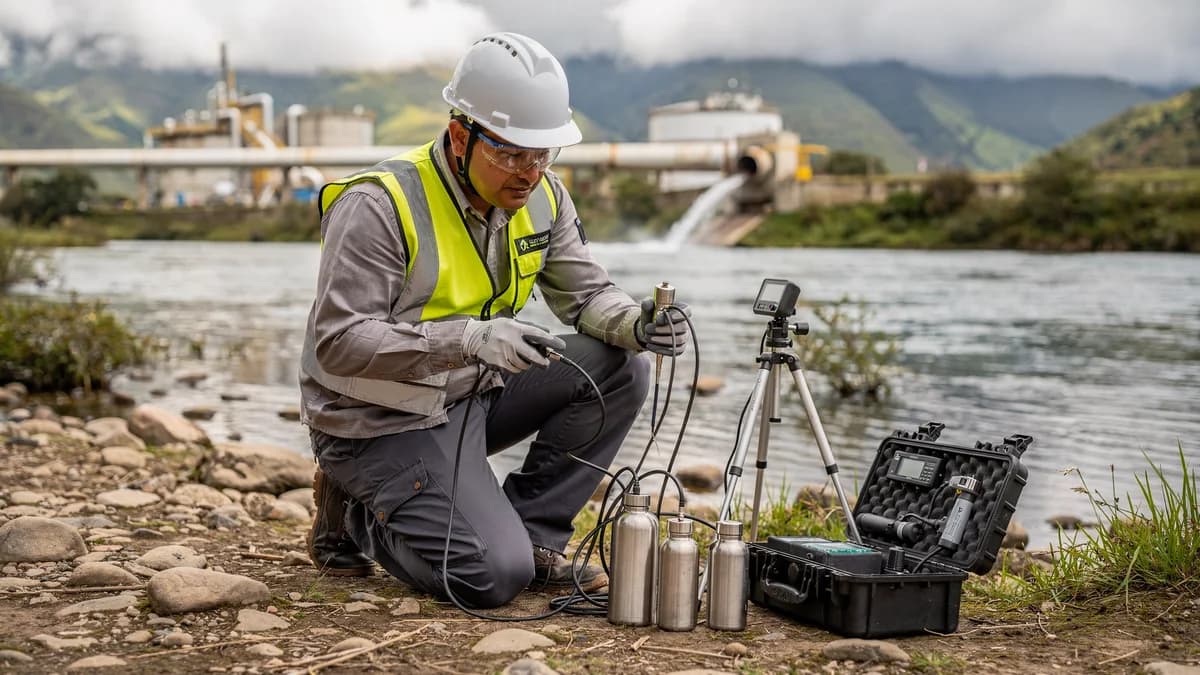 Monitoreo ambiental de agua, aire, ruido y emisiones en empresas de Ecuador