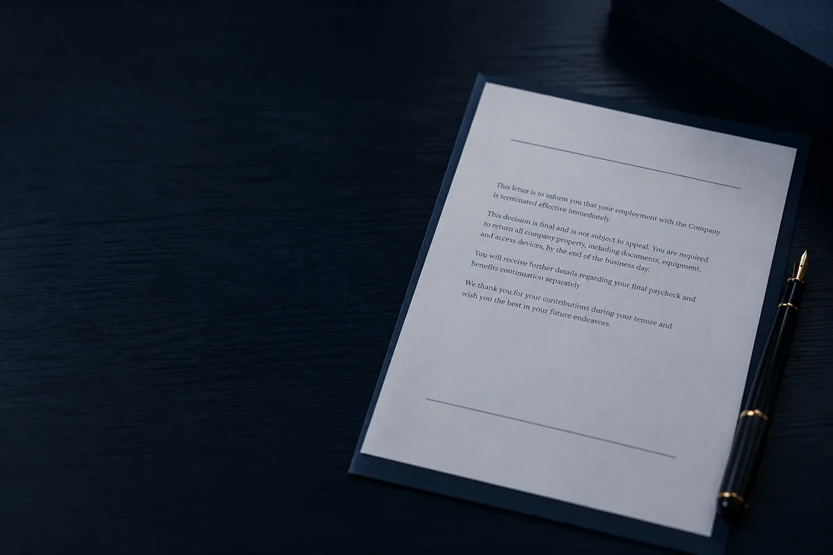 Documento de terminación laboral por despido intempestivo en Ecuador 2026.